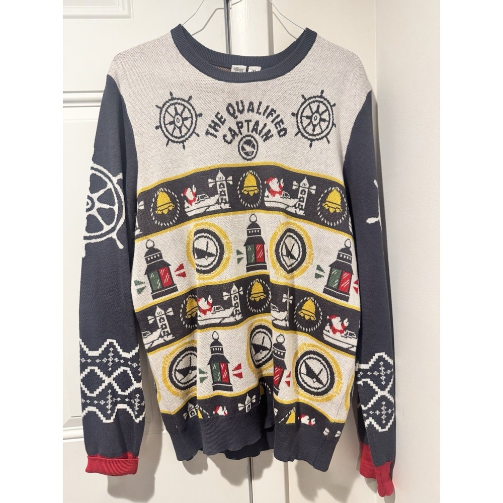 The Qualified Captain Christmas 2023 Santa Knit Nautical Sweater Holiday XL